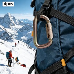 45kn Alloy Steel Auto-lock Main Carabiner, Heavy Duty Rock Climbing Carabiner