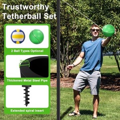 Tetherball Ball and Rope, 12 FT Tetherball Set, Adjustable Tether Ball Pole w…