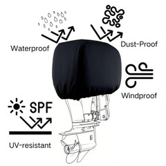 Boat Marine Outboard Engine Cover for Mercury Lightweight: 100-150HP, black