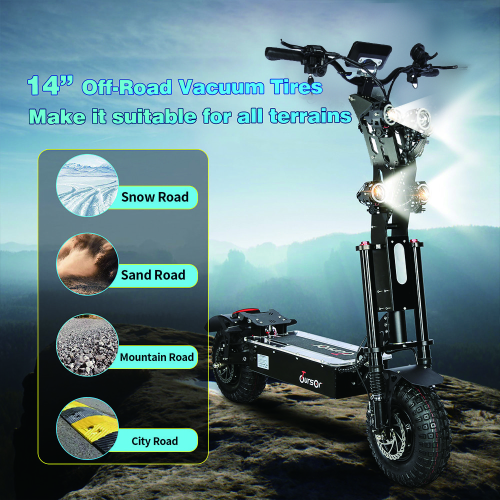 Foldable Dual Motor 14″ 10000W 50A Strong Power Electric Scooter Fast Speed Necg