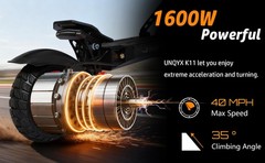 1600W Foldable Electric Scooter, 11» Off Road 40MPH 34 Miles Commuter E-Scooter