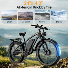 5000W Peak Electric Bicycle Dual Motor 52V 34AH 45mph 100Miles Fat Tire Commuter