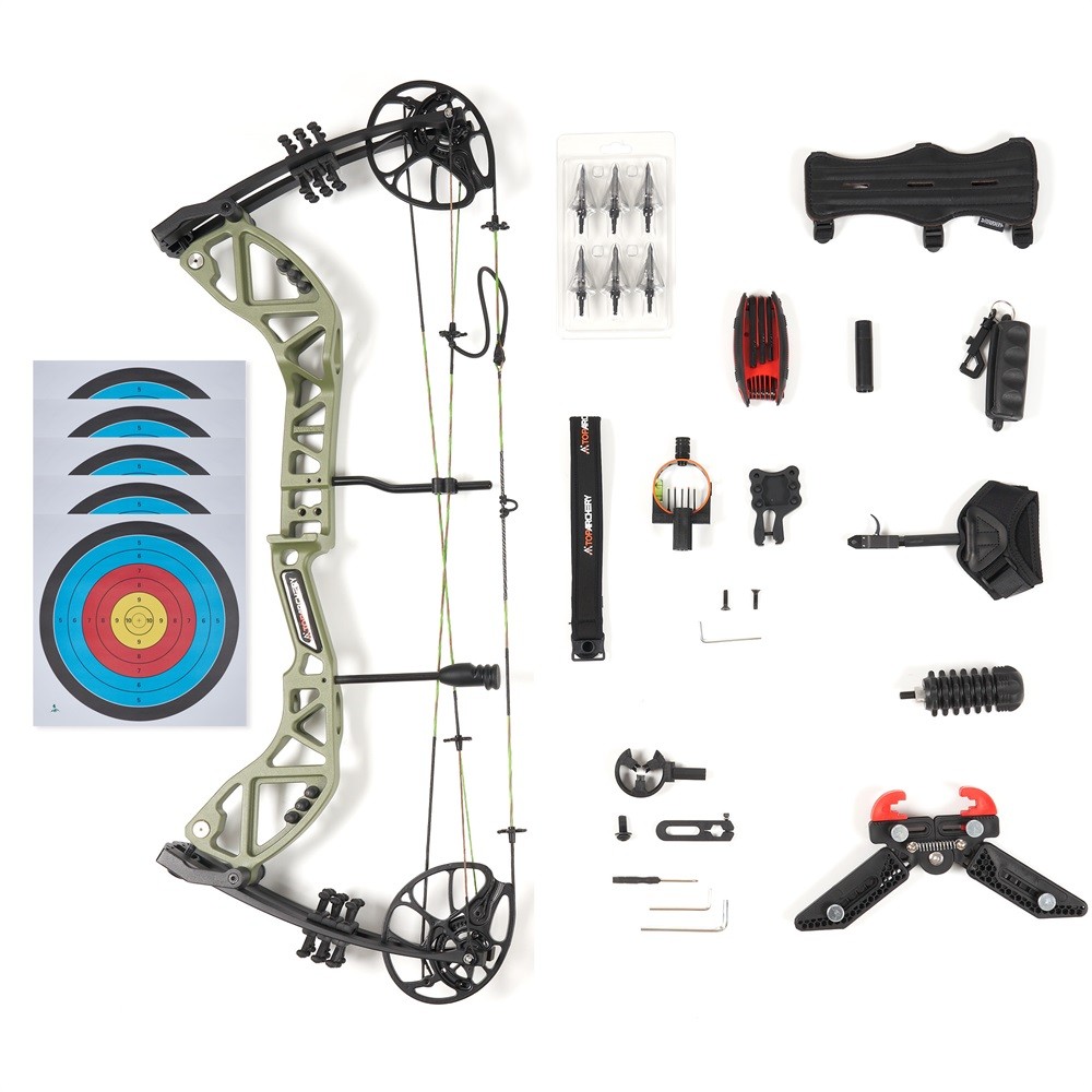 Compound Bow RH 30-70lbs Adjustable 75% Let-off& Carbon Arrows Adult Hunting Set