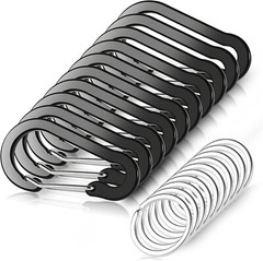 2/10 Mini Carabiner Clips with Key Rings Aluminum D Shape Locking Carabine Key