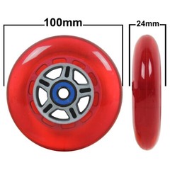 2 RED Wheels W/Abec 7 Bearings for RAZOR SCOOTERS 100mm