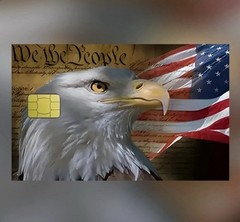 USA Flag Bald Eagle WE THE PEOPLE Credit Debit Card Skin Cover Sticker Set 2PCS