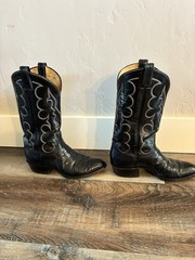 Vintage Tony Lama Genuine Lizard Skin Western Mens Boots Size 8.5 Regular