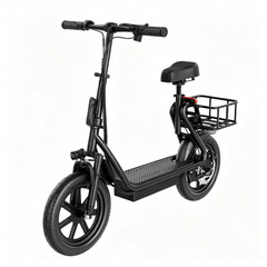 AOVOPRO Electric Scooter Adults Foldable Scooter – Seat & Carry Basket E Mopeds