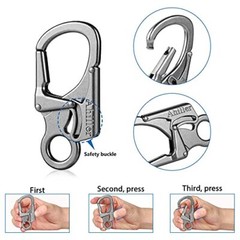 Carabiner Clip, Double Anti-Misopening Locking Design, 2.95» in Alloy Black