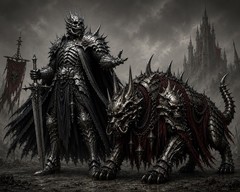 4.5” Dark Fantasy Knight 2 Sticker Pack Gothic Armor Warrior & Hell Beast