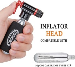 CO2 Inflator Kit with 5 X 16g CO2 Threaded Cartridges- Presta & Schrader Valv…