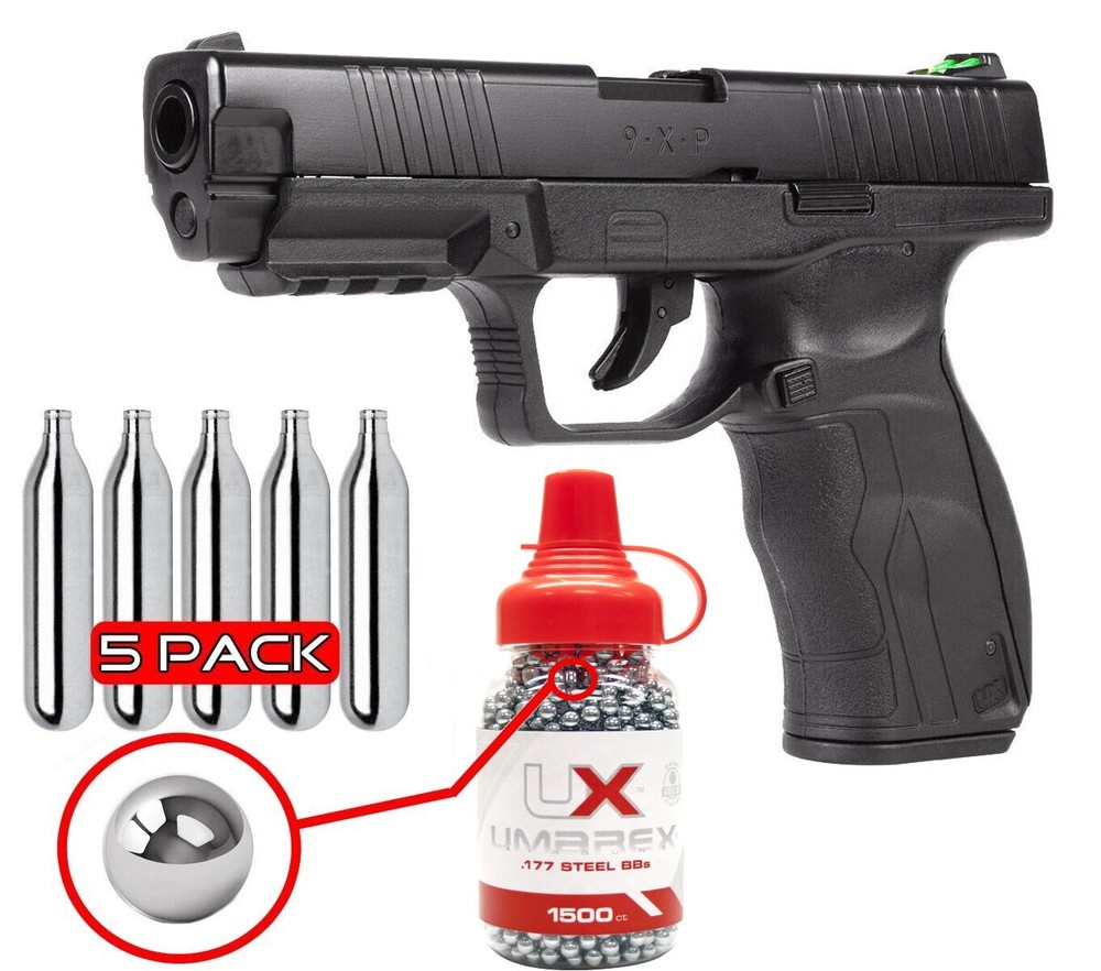 Umarex 9XP Air Pistol .177 Cal, CO2 Blowback w/ BB Jug & CO2 Bundle (2252107)