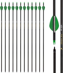 12 Pack 29″ Carbon Arrows Spine 400 Removable Tips Compound Recurve Bow