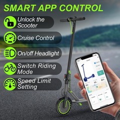 Adult Electric Scooter 350W 19MPH 19Miles Range 10.5Ah Battery Folding App Green
