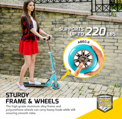 SWAGTRON K1 Kick Scooter Children & Teens Foldable Blue w/ Yellow Free US Ship