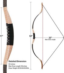 30-50lbs Archery Traditional Recurve Bow Mongolian Horse Bow Hunting Shooting