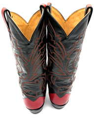 Vintage Tony Lama Cherry Red / Black Lizard Skin Boots Men’s 8.5D Style 8331 C06