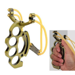 Heavy Duty Metal Two Card Rubber Band Outdoor Hunting Slingshot 6 1/4 inches