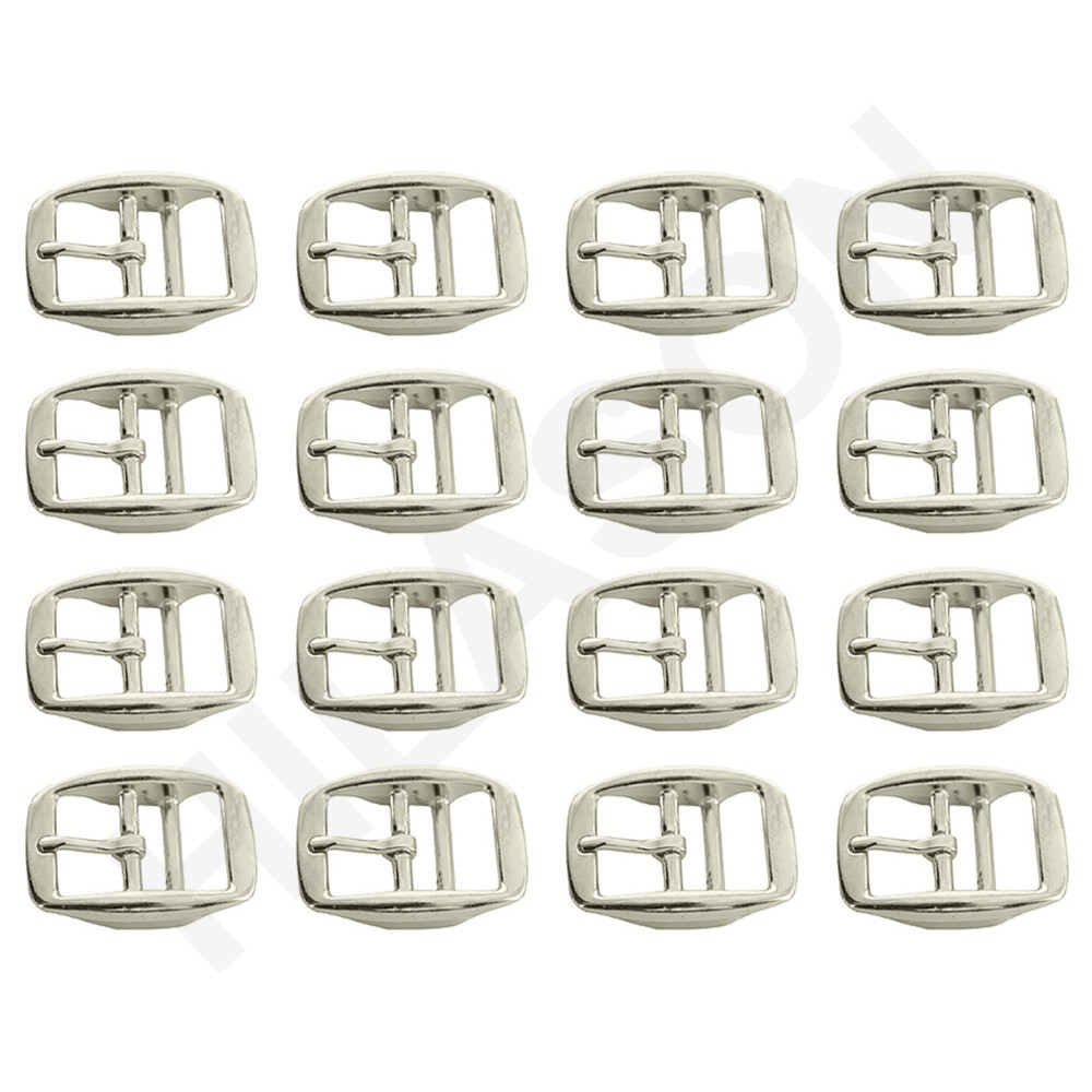 16 Pcs. 3/4 In Die Cast Double Bar Buckle Nickel Plated By Hilason