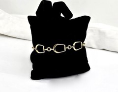 VINTAGE HEAVILY YELLOW GOLD FILLED EQUESTRIAN STIRRUP IRON LINK BRACELET