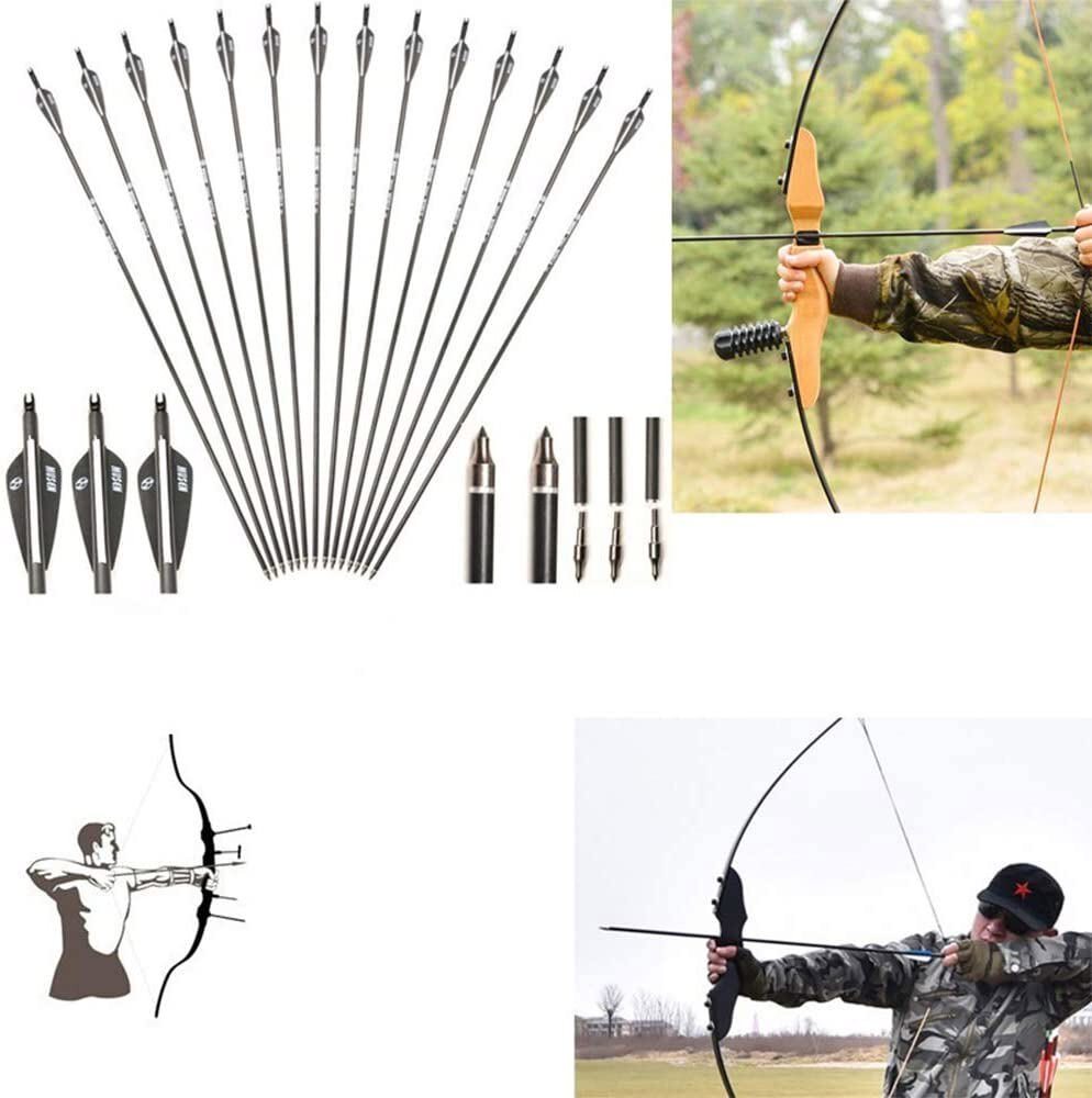 12PCS 30″ OD 8mm Archery Arrows Spine 500 Fiber Shalft For Recurve/Compound Bow