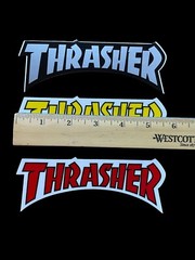 3 VTG 1990s Thrasher Skateboard Magazine sticker 5.5″ THRASHER magazine