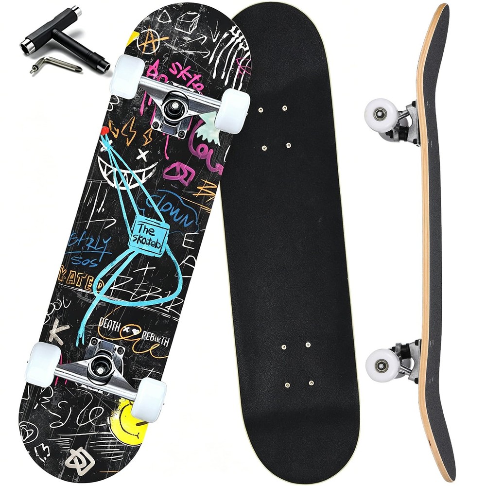 Pro Complete Skateboards for Beginners Girls Boys Kids Youths Teens Adults 31…