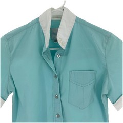Ovation Womens Teal Equestrian Show Shirt Short Sleeve Cotton Blend Size 8