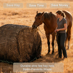 Martx 5X5Ft round Bale Hay Net for Horses Slow Feed,Knotless-Livestock Slow Fee