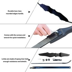 30Lbs 51″ Archery Detachable Takedown Recurve Bow Right Hand for Adult Beginner