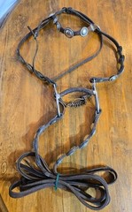 Vintage Horse Western Headstall With Silver Concho marked Alpaca Mexico