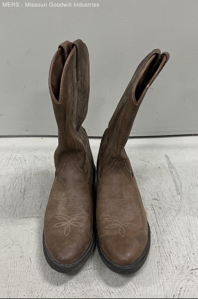 Justin JB1100 Brown Leather Western Cowboy Roper Boots Men’s Size 10.5 EE