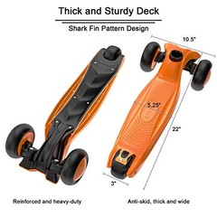 Kick Scooter B03, Lean ‘N Glide 3-Wheeled Push Scooter with Extra Wide Orange