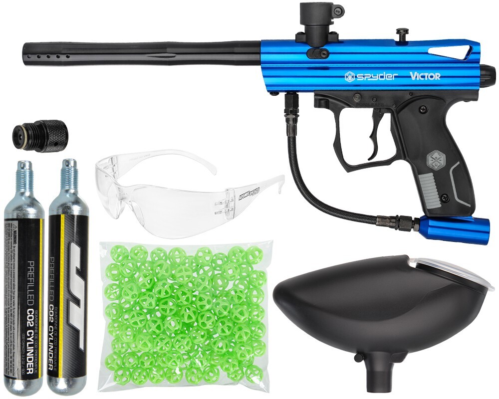 Kingman Spyder Victor Atomic Pickle RTP Paintball Gun Kit – Blue w/ Green