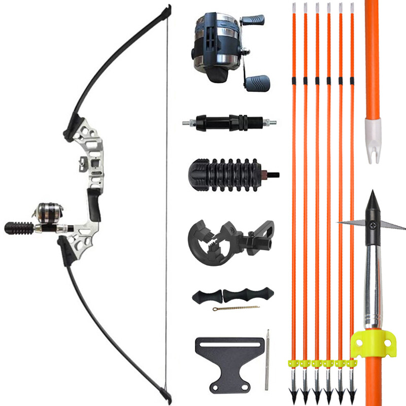 Bowfishing Recurve Bow Kit 40lbs Fishing Reel Archery Straight Bow Arrow Hunting