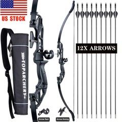 Archery 53″ Takedown Recurve Bow / 12X Target Arrows / Quiver for Adult Beginner