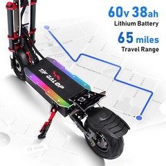 5600W 60V 38AH 50 MPH Folding Electric Scooter Adult Dual Motor 12″ Road Tire