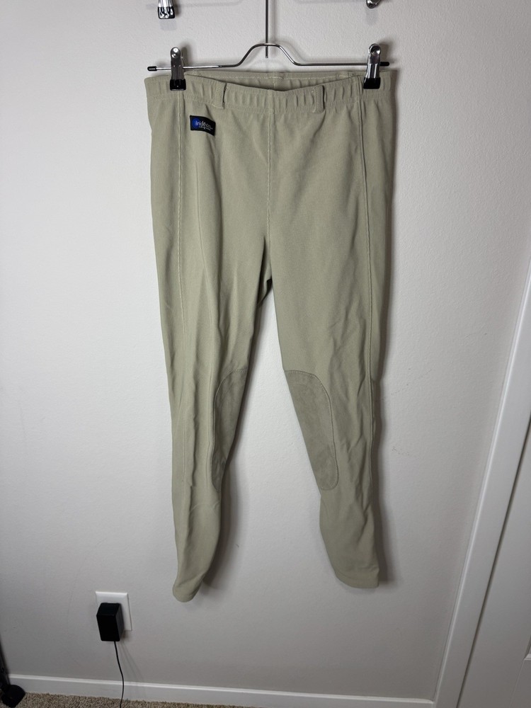 Irideon Women’s Beige Knee Patch Breeches XL Cotton Blend Made in USA