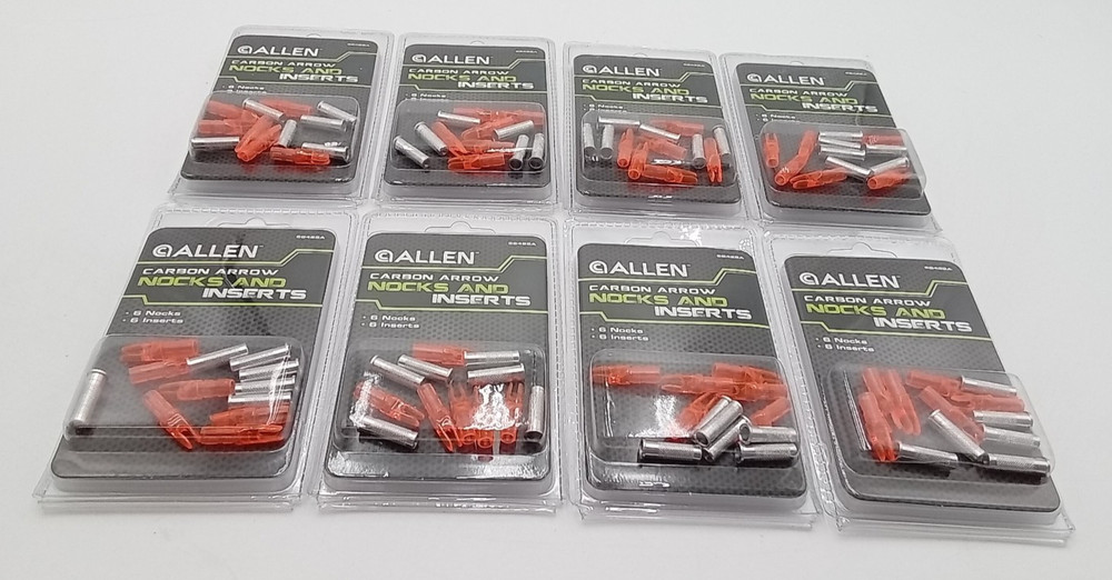 Allen Carbon Arrow Nocks And Inserts 6 Nocks & Inserts Each LOT OF 8 PACKS