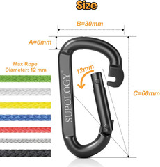 10 PCS 2.5″ Heavy Duty Steel Carabiner Clips D-Ring Hook for Camping, Hiking, Pe