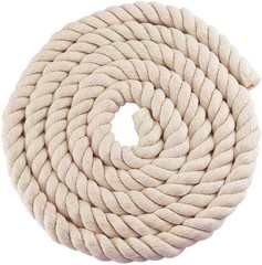 Faxco 10ft Natural Twisted Cotton Rope Strong Triple-Strand Rope for Sports