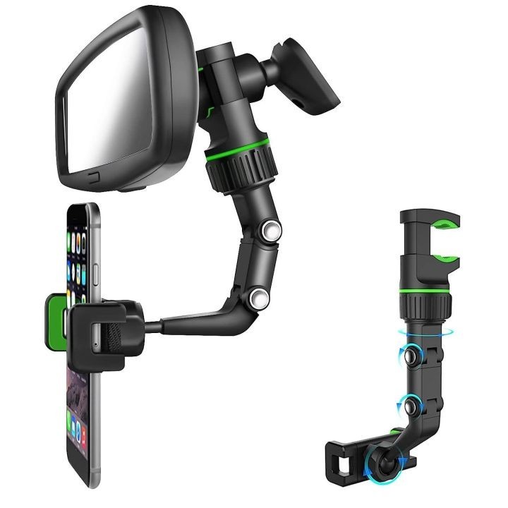 Rearview Mirror Phone Holder 360° Rotatable Retractable Car Mount