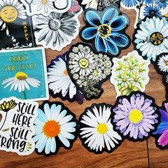 50pcs Waterproof Daisy Flower Stickers For Water Bottle,Hydro Flask,Laptop