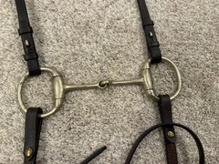 Vintage Crosby England Leather Horse Bridle Snaffle Bit Braided Reins Simco