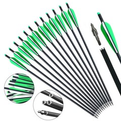 12Pcs 20″ Carbon Crossbow Bolts Arrows Archery Hunting with 4″ Vane Replaced Tip
