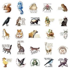 30Pcs Random Cute Inspirational Animal Positive Quote Cartoon Waterproof Sticker