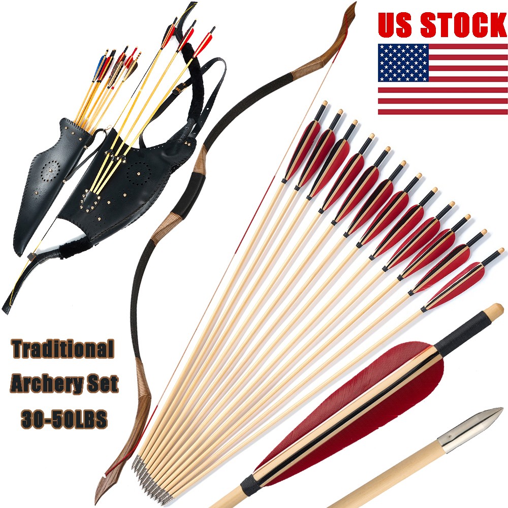 53» One-piece Traditional Bow 30-50lbs Mongolian Horse Bow Handmade Recurve Bow