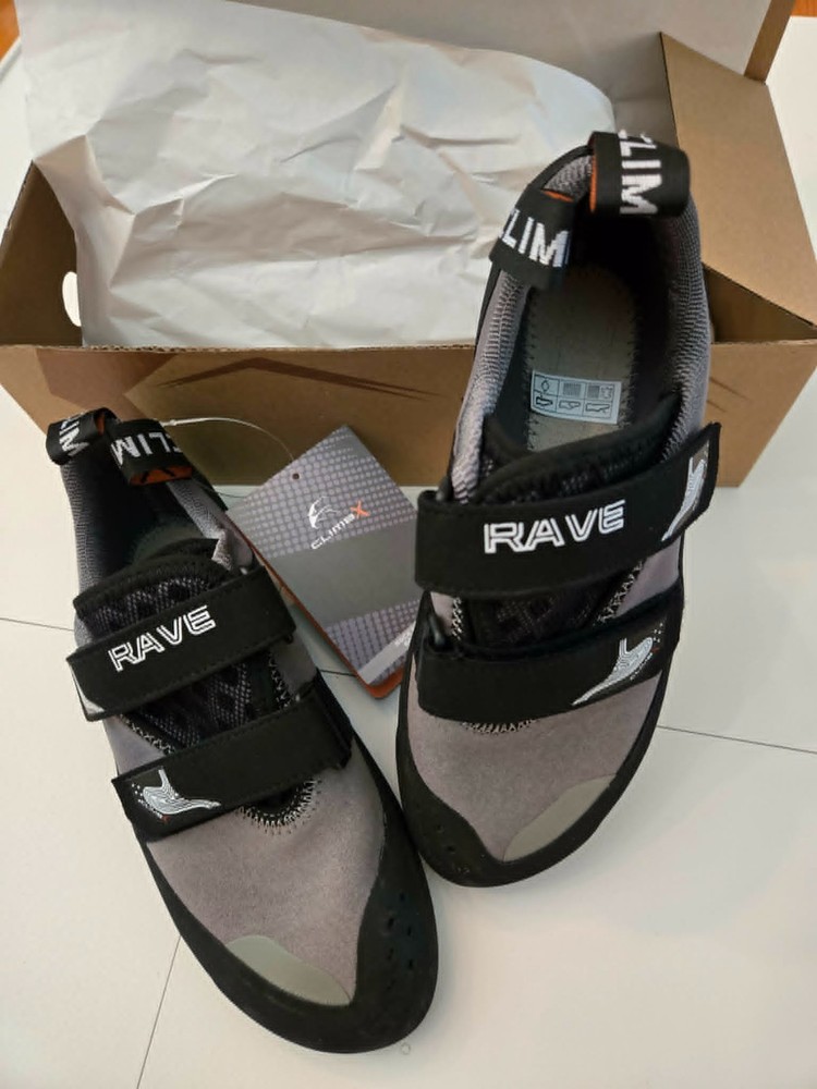 Climb X Rave Granite Men Size 8 Gray Solid Neutral Strap Rock Climbing Shoes NEW