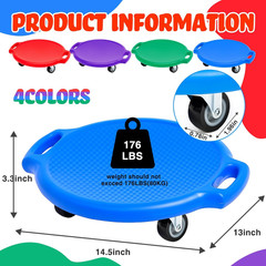4 Pack Sports Scooter Boards with Handles for Indoor & Outdoor Fun