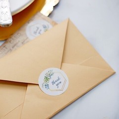 500 White 1.5in Round Self Adhesive STICKERS Greenery Frame Thank You DIY LABELS